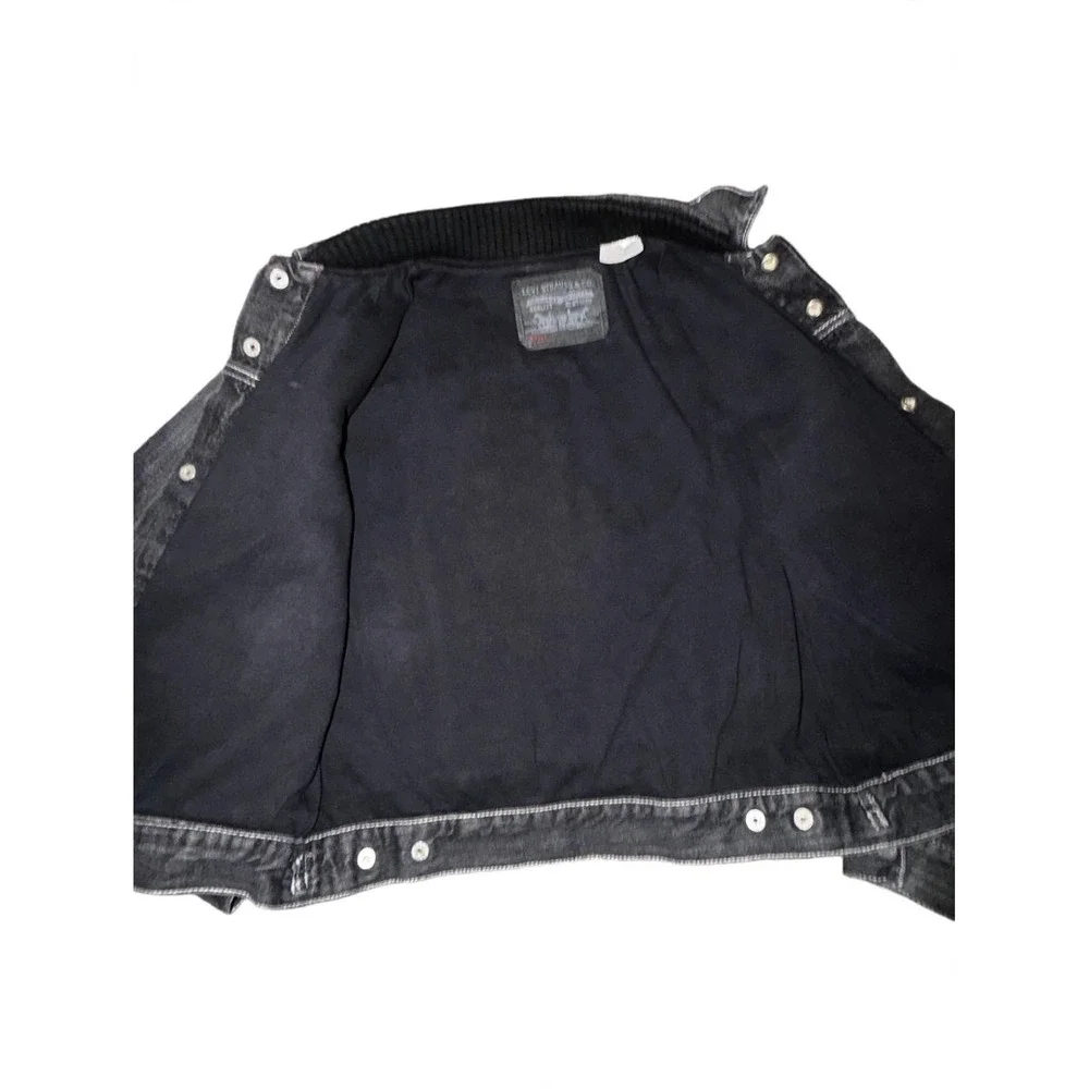 Levi Strauss Co Juniors Denim Trucker Jacket Faded Black White Stitch L 57531